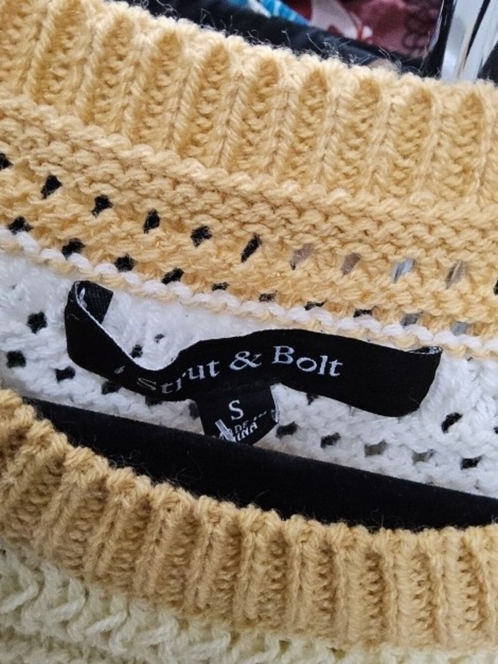 Whimsical Fruit Crochet Sweater Vest - Yellow & Cream - Picture 2 of 2